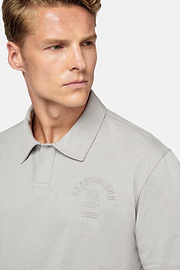 Jersey poloshirt van biologische katoenmix, Grey, hi-res