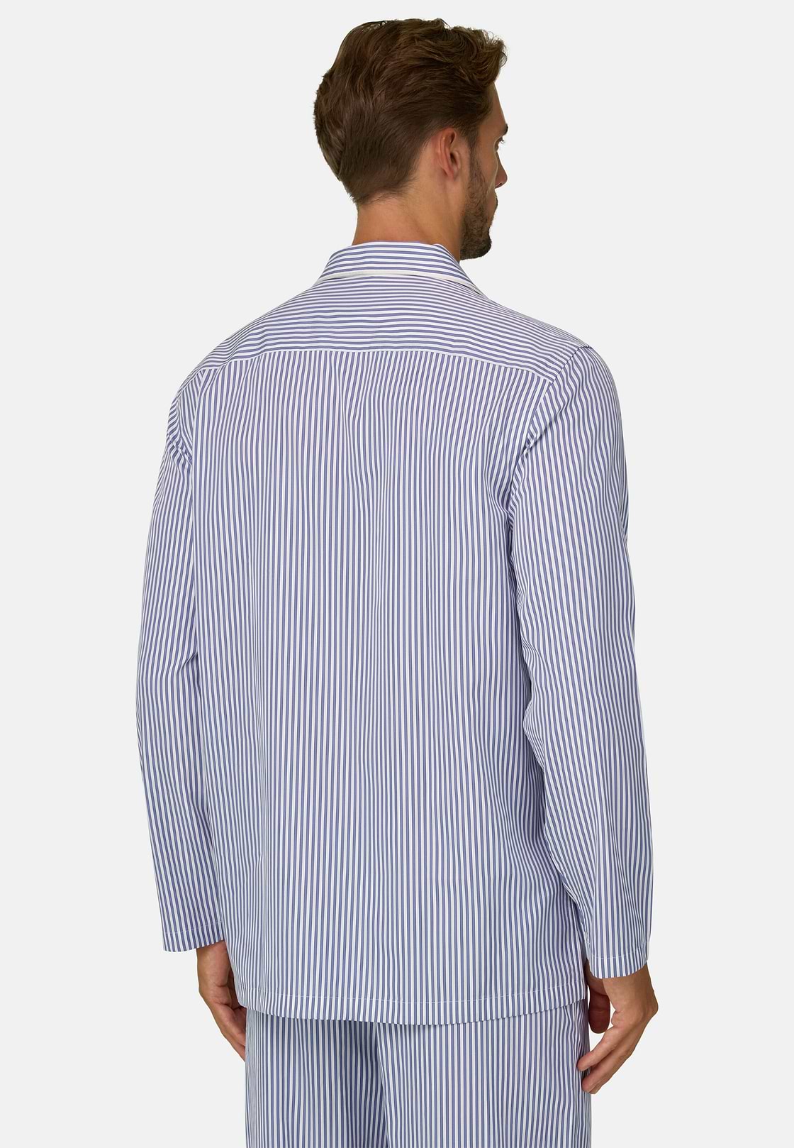 Pajama Pinstripe Cotton Poplin, Navy blue, hi-res, 3