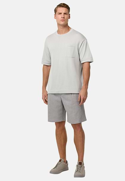 Pima Cotton Knitted T-Shirt, Ice, hi-res