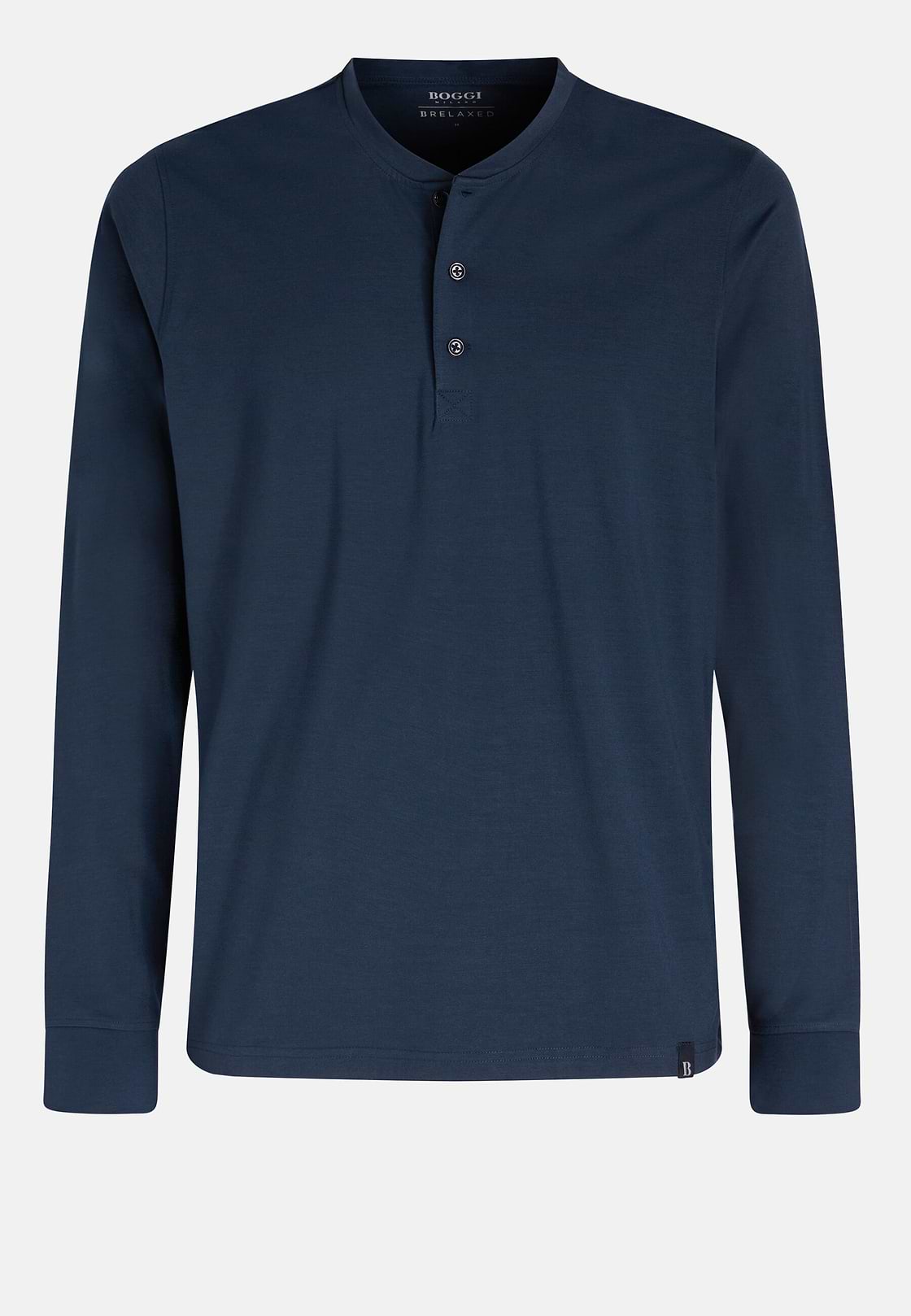 T-shirt Pigiama In Misto Viscosa Manica Lunga, Navy, hi-res