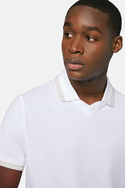 High-Performance Piqué Polo Shirt, White, hi-res