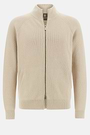 100% Organic Cotton Full-Zip Jumper, Sand, hi-res