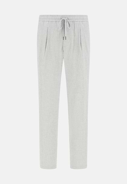 City Trousers in Stretch Seersucker, Light grey, hi-res