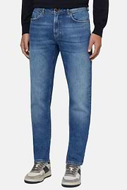 Medium Blue Stretch Denim Jeans, Medium Blue, hi-res