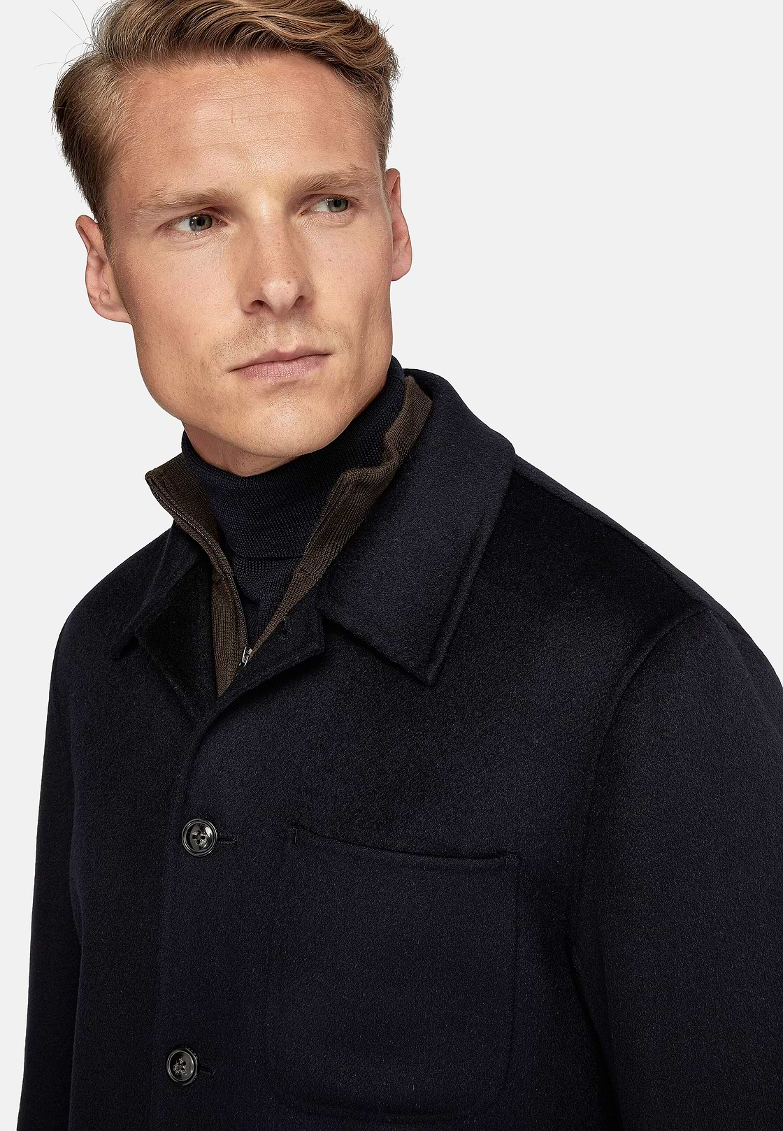 Hemdjacke Work aus Wolle, Navy blau, hi-res