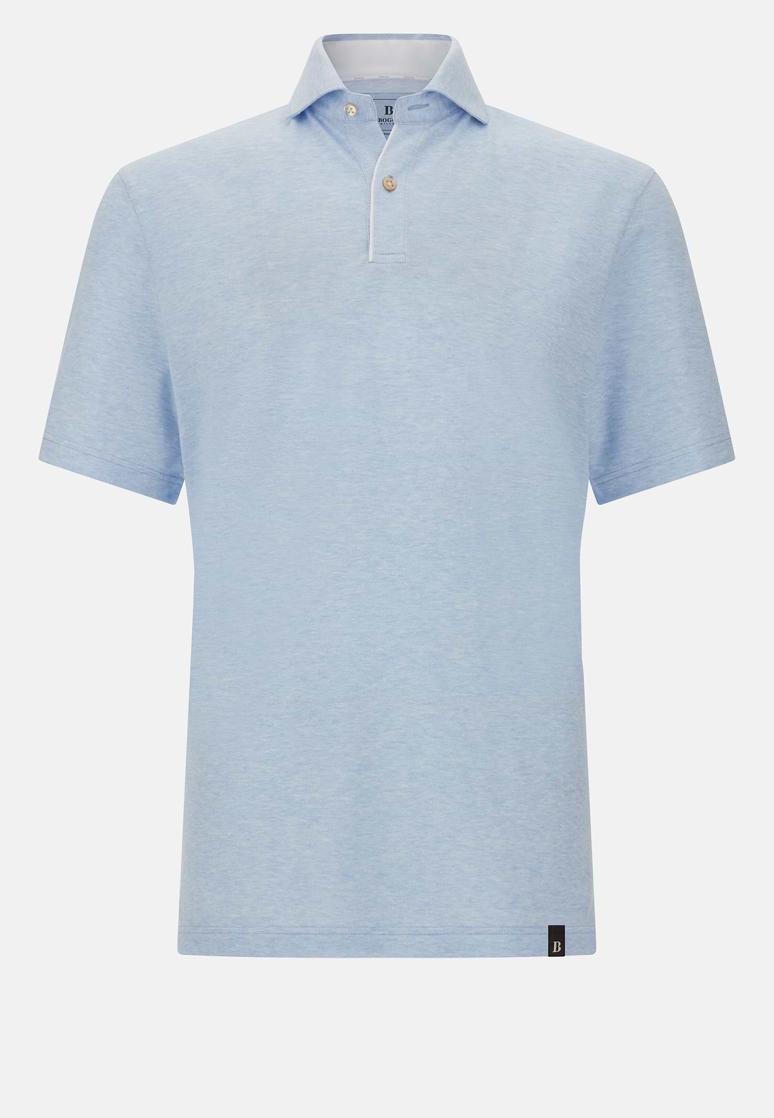 Cotton/Linen Piqué Polo Shirt, Light Blue, hi-res