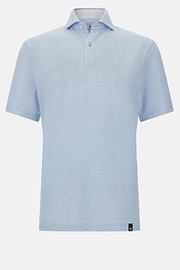 Cotton/Linen Piqué Polo Shirt, Light Blue, hi-res