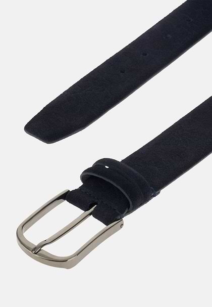 Bedruckter Gürtel Aus Veloursleder, Navy blau, hi-res