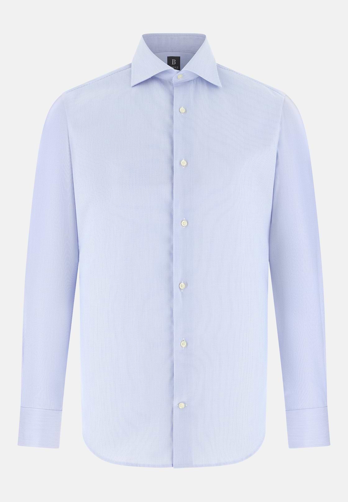 Camicia In Cotone Slim Fit, Azzurro, hi-res, 6