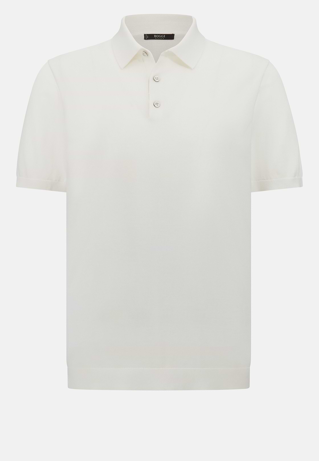 Polo de punto en algodón seda, Blanco, hi-res