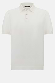 Polo de punto en algodón seda, Blanco, hi-res