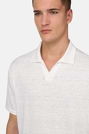 Polo En Jersey De Lin Extensible, Blanc, thumb, 4