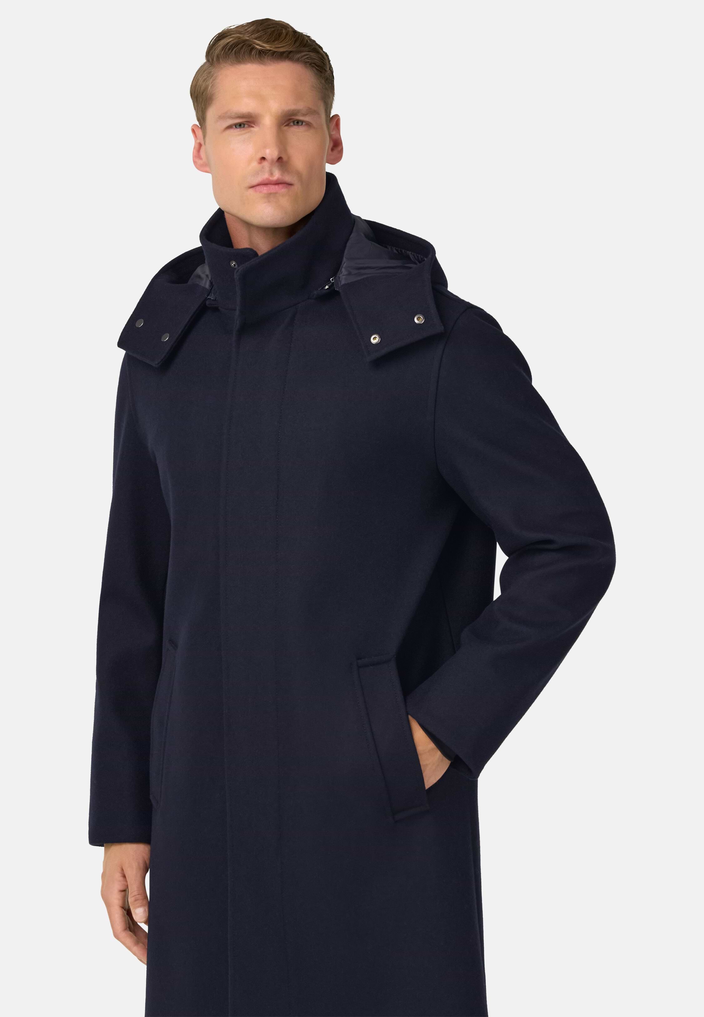 Men's Technical Wool Parka, Navy blue | Boggi Milano