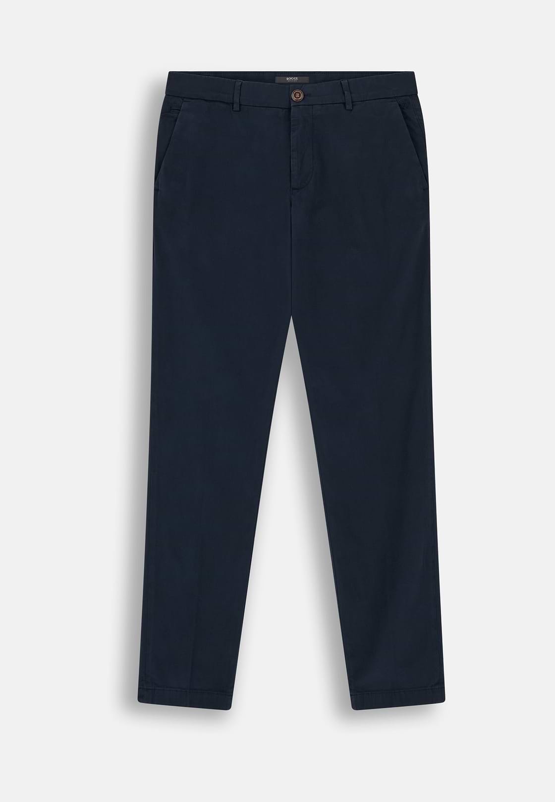Stretch Cotton Trousers, Navy blue, hi-res, 6