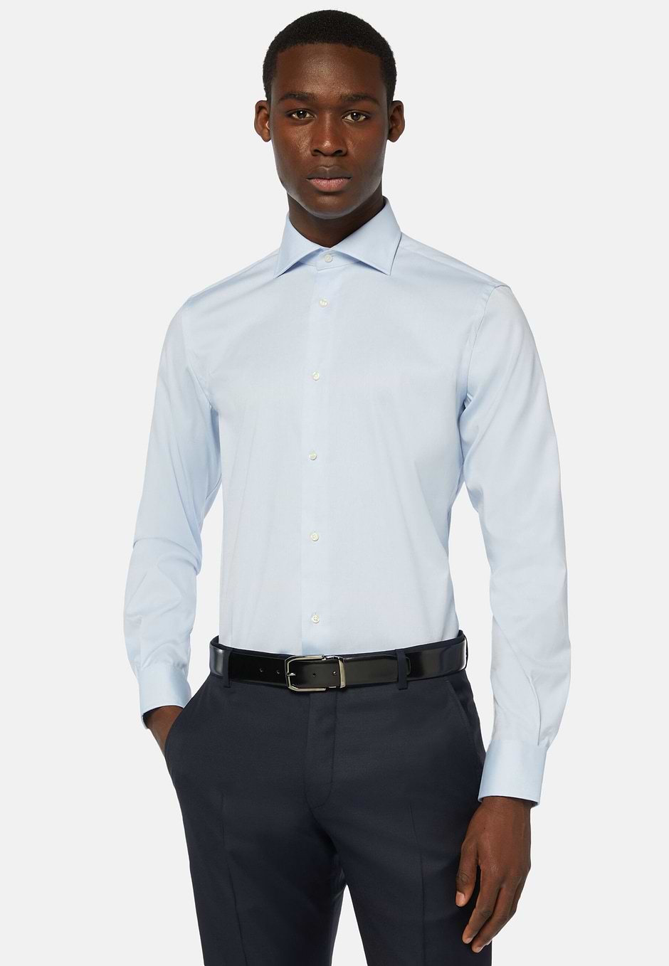 Regular Fit Pinpoint Cotton Shirt, Light Blue, hi-res