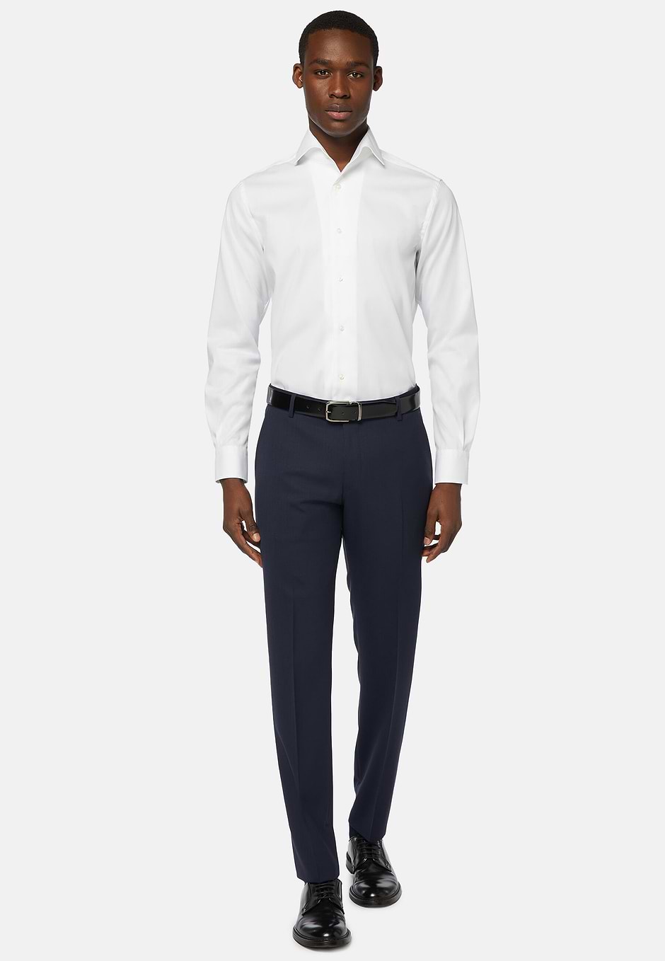 Regular Fit White Pinpoint Cotton Shirt, White, hi-res
