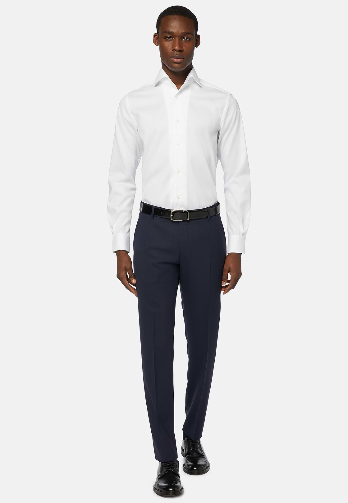 Camicia In Pin Point Di Cotone Regular Fit, Bianco, hi-res, 2