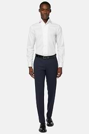 Camicia In Pin Point Di Cotone Regular Fit, Bianco, thumb, 2