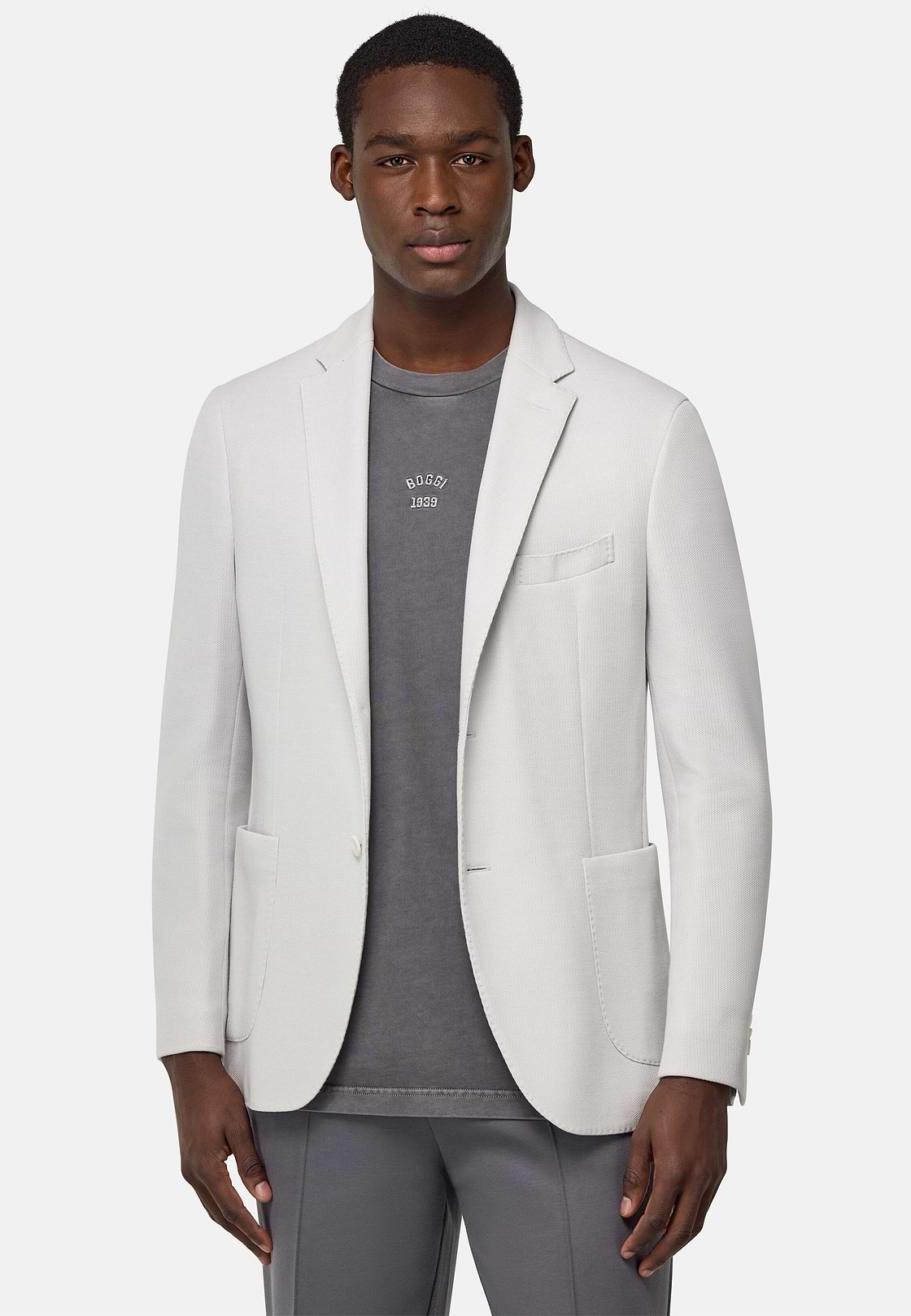 B Jersey Cotton Crepe Jacket, Ice, hi-res