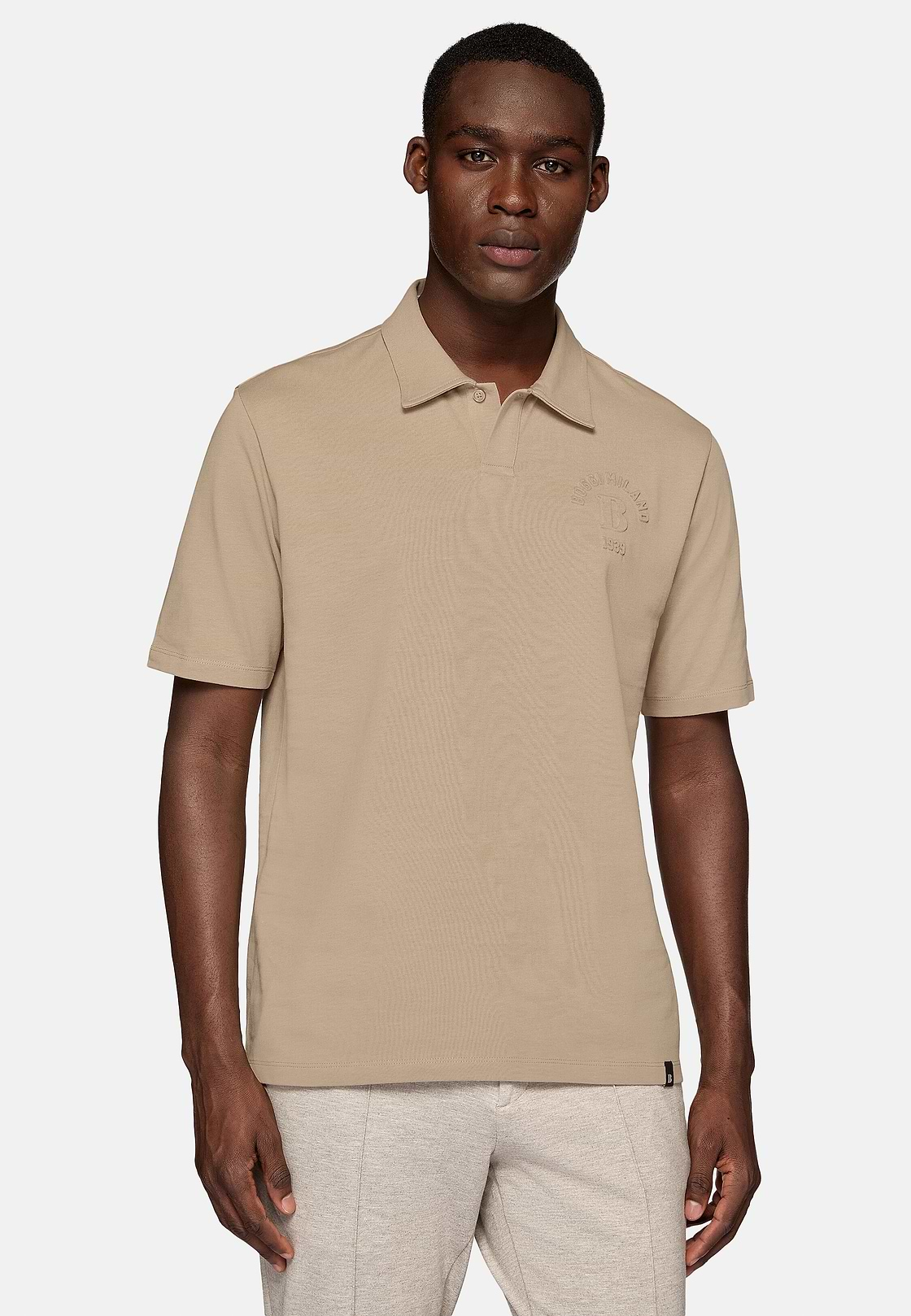 Polo De Punto Jersey Mezcla Algodón Orgánico, Beige, hi-res