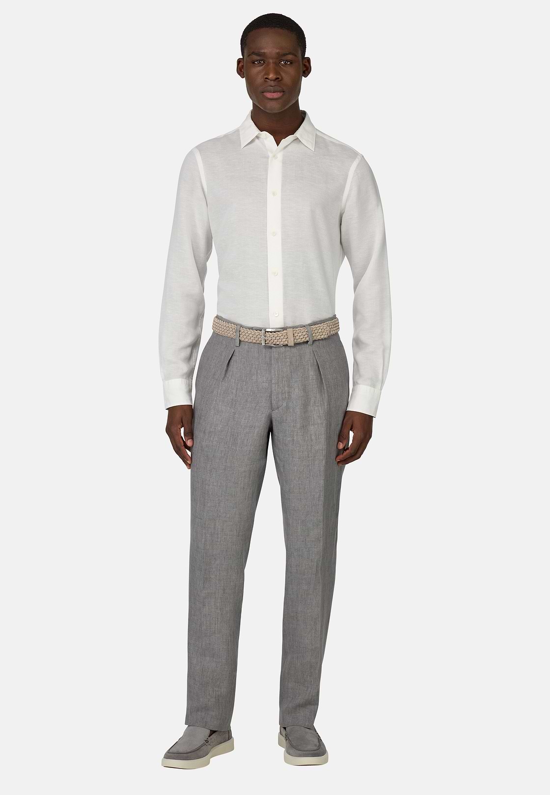 Pantalon En Pur Lin, Gris, hi-res, 2