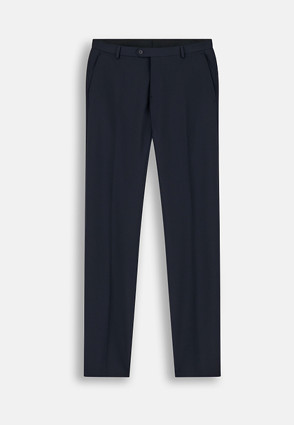 Trousers in Stretch Knitted Wool, Navy blue, hi-res