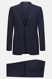 Fine Pinstripe Pure Wool Suit, Navy blue, hi-res