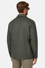 Shacket in Wool Flannel, Military Green, thumb, 4