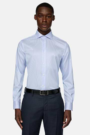 Chemise À Rayures En Sergé De Coton Regular Fit, Bleu clair, hi-res