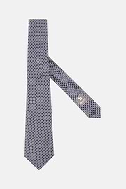 Cravate Motif Géométrique En Soie, Taupe, hi-res