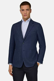 Wool, Linen and Silk Jacket, Blue, thumb, 2