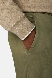 Stretch Cotton Trousers, Military Green, hi-res