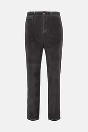 Trousers in Stretch Velvet, Charcoal, hi-res