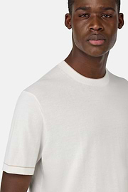 Cotton Crêpe Knit T-Shirt, White, hi-res