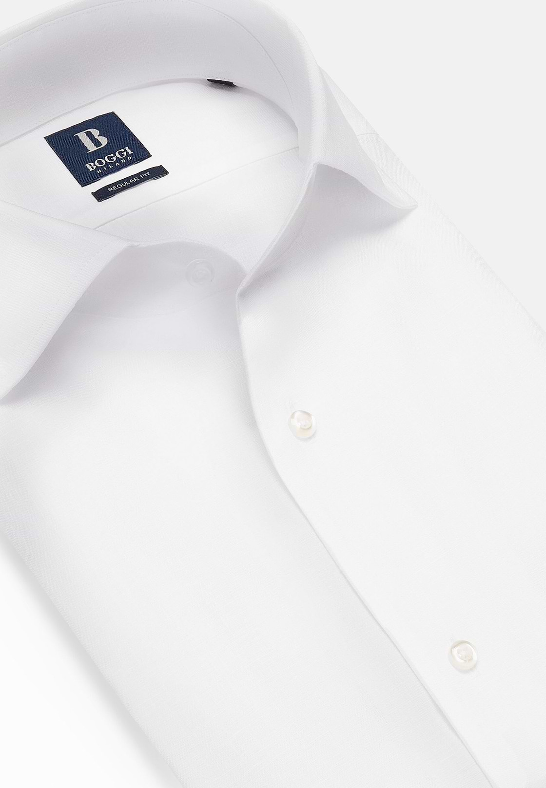 Regular Fit White Linen Shirt, White, hi-res