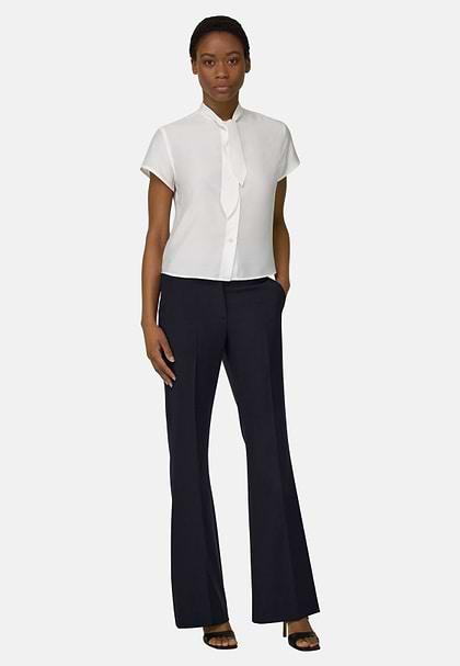 Pure Wool Trousers, Navy blue, hi-res