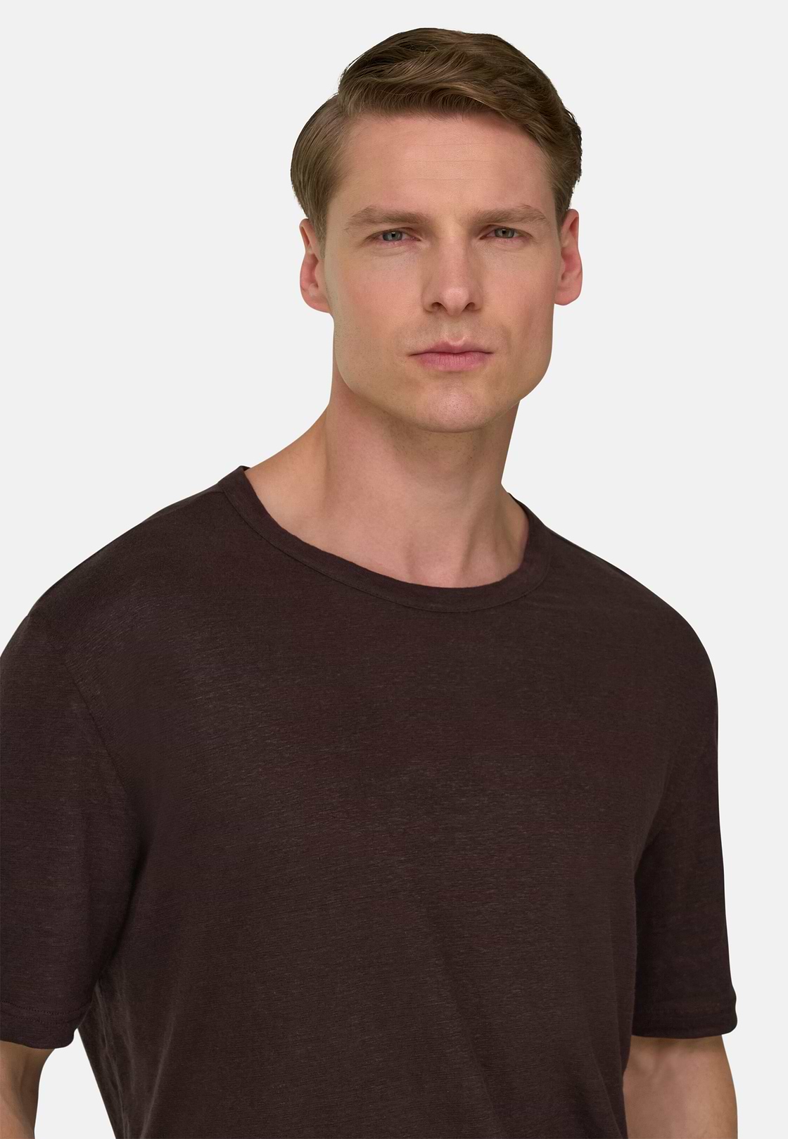 T-shirt En Jersey De Lin Extensible, Marron foncé, hi-res, 4