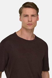 T-shirt En Jersey De Lin Extensible, Marron foncé, thumb, 4