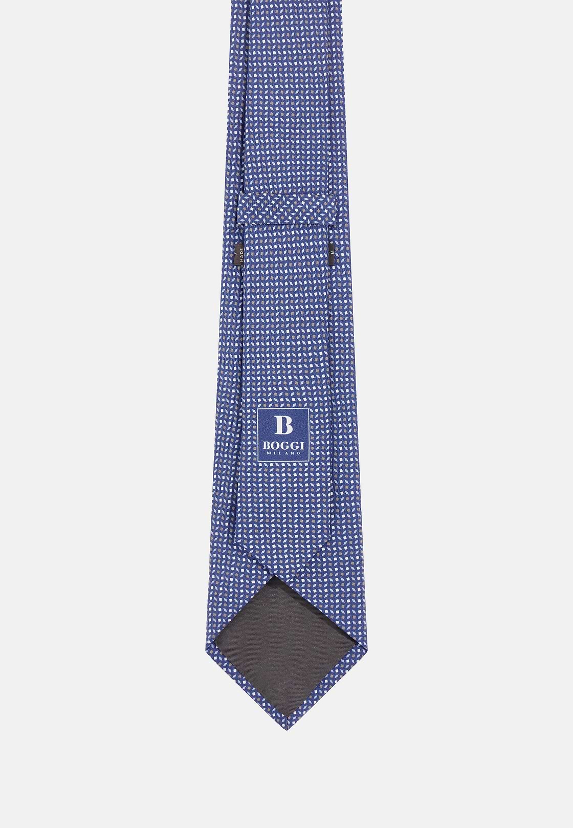 Patterned Silk Tie, Blue, hi-res