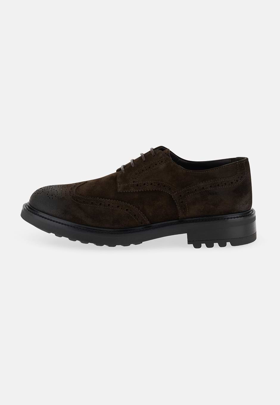 Derby Schoenen in Suède, Brown, hi-res