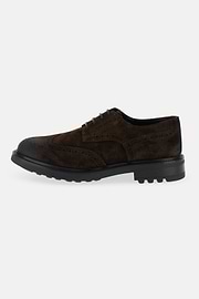 Derby Shoes in Suede Leather, Dark brown, thumb, 1