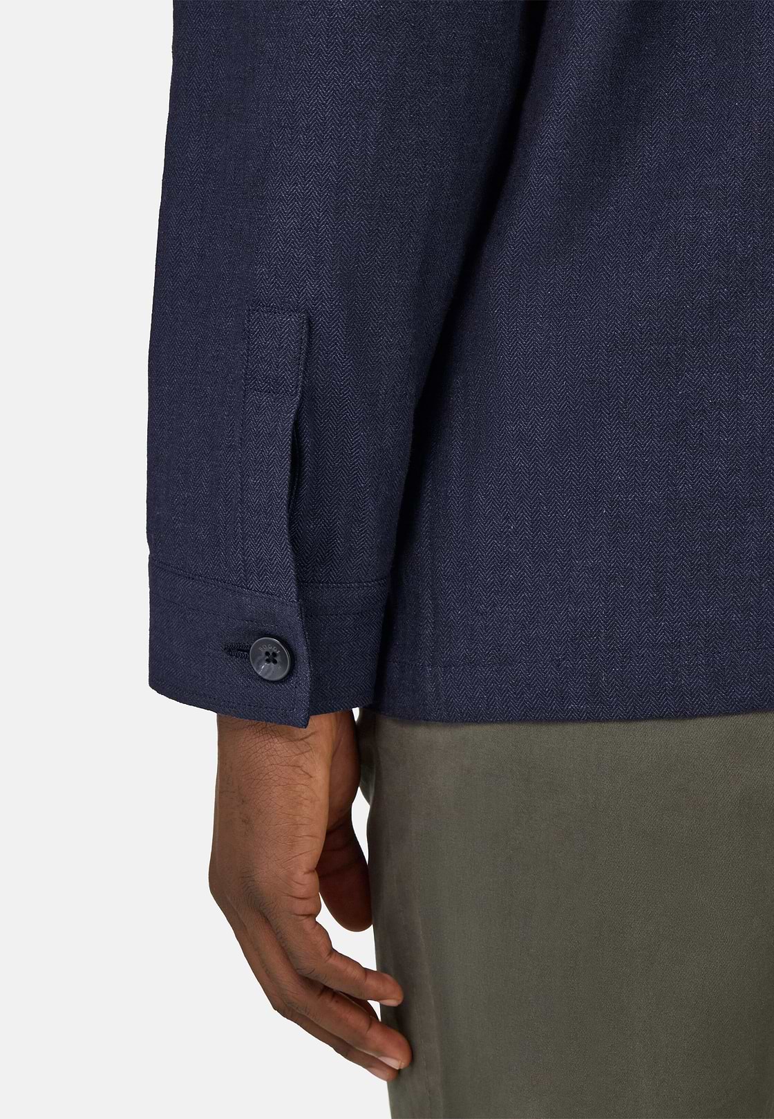 Veste Chemise en Coton et Lin, bleu marine, hi-res