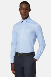 Slim Fit Sky Blue Cotton Twill Shirt, Light Blu, hi-res