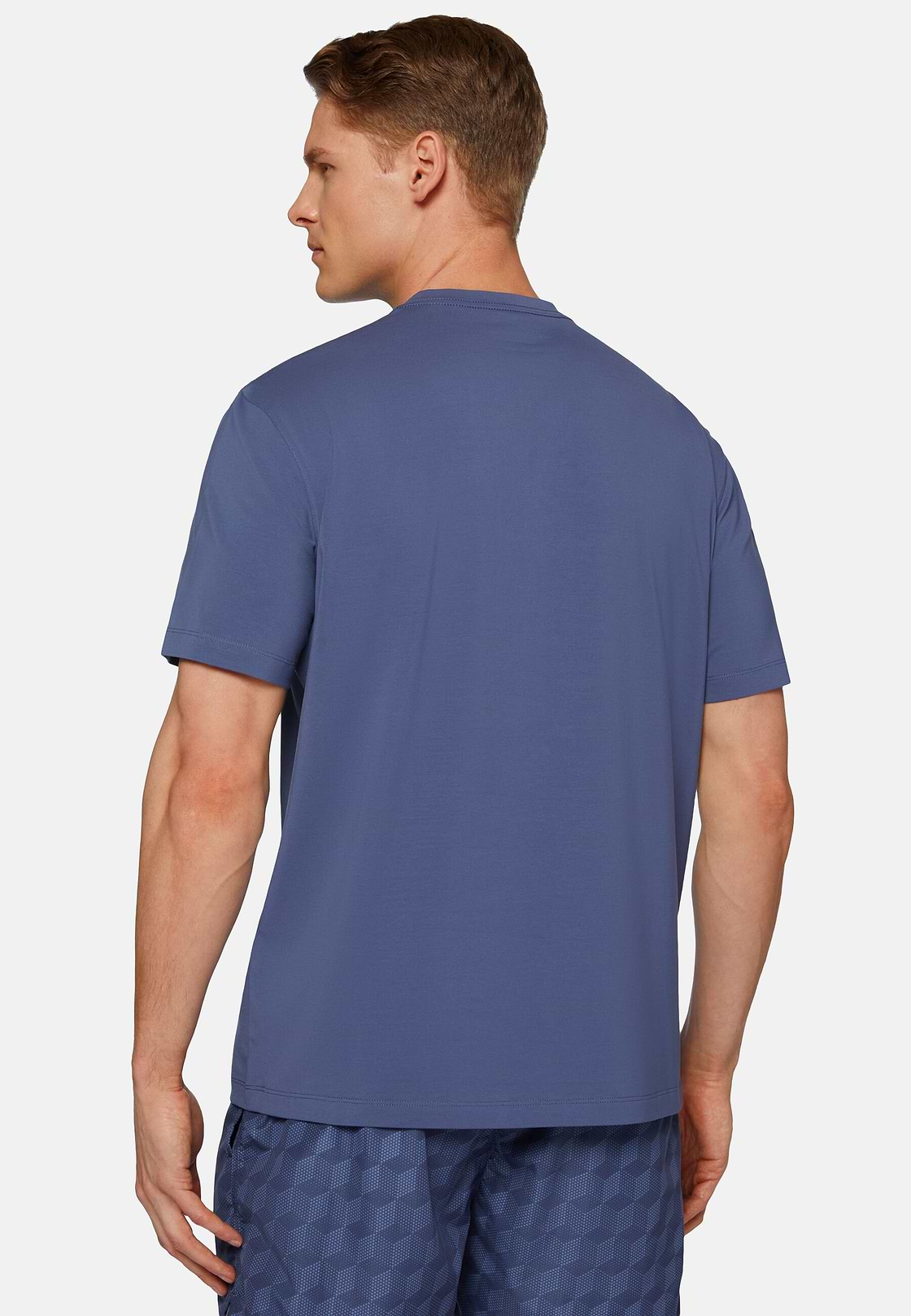 T-Shirt In Stretch Supima Cotton, Medium Blue, hi-res