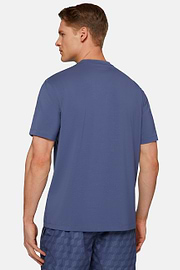 T-Shirt In Stretch Supima Cotton, Medium Blue, hi-res