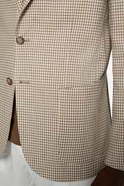 Dove Grey Houndstooth Jacket In Stretch Linen, Taupe, hi-res