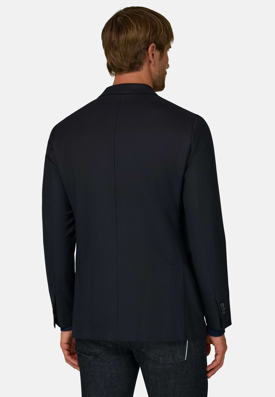 Blazer in Wool Flannel, Navy blue, hi-res, 4