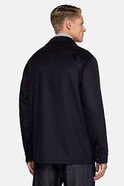 Link Shirt Jacket in Pure Cashmere, Navy blue, hi-res