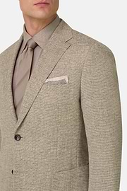 Micro Textured Jacket in Wool and Silk, Beige, thumb, 4