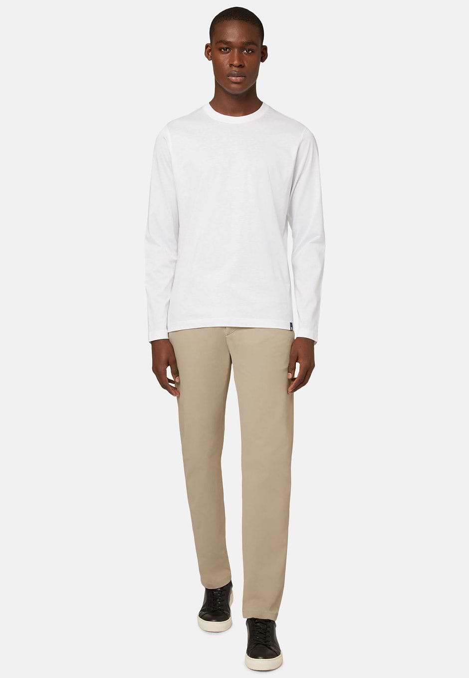 Long-sleeved Pima Cotton Jersey T-shirt, White, hi-res